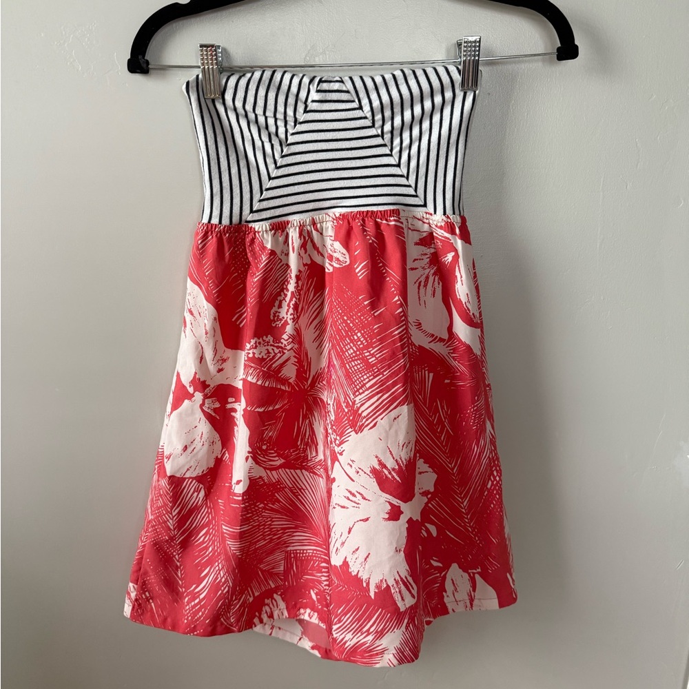 Roxy Black and Pink Striped Floral Mini Dress